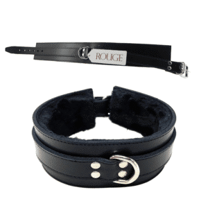 Rouge Furry Collar Adjustable Fit Sturdy D-Ring Bondage Fetish Gear