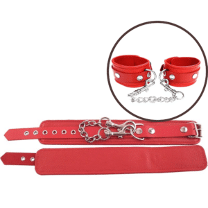 Adjustable Leather Ankle Cuffs Red