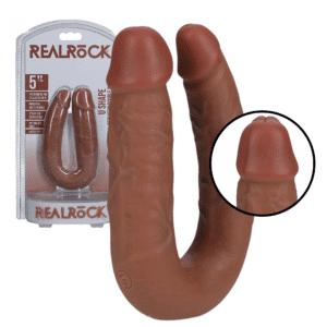 RealRock 5-inch Strap-On Compatible U Shaped Double Ended Dong - Tan