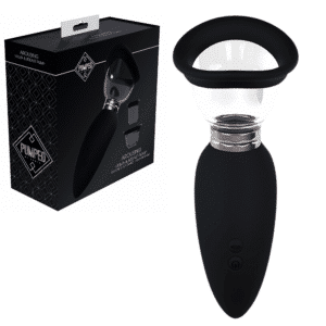 Pumped Arousing Auto Vulva Clit Pump Silicone Rechargeable Vibrator -Black