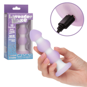 Lavender Haze Beaded Probe Rechargeable Vibrating Anal Plug Butt Vibrator