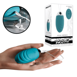 Oval Office Remote-Control Waterproof Oval Egg Bullet Vibrator - Blue