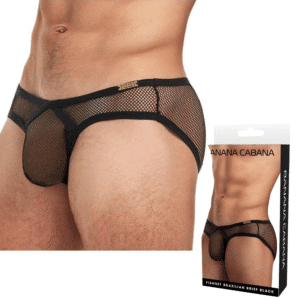 Men Fishnet Brazilian Brief Black - L-XL