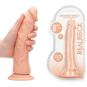 REALROCK Realistic 8-inch Suction Cup Dildo Without Balls -Flesh