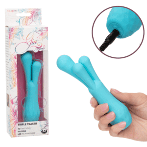 Gia Triple Teaser Clitoral Massager Rechargeable Silicone Vibrator - Blue