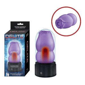 Delite Heated Rose Masturbator Rechargeable Handheld Men Stroker -Purple