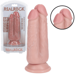 RealRock Ultra Two in One 5 and 6-Inch Dildo Suction Cup Dong - Flesh