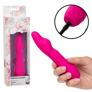 Gia Curved Pleaser Travel-Friendly Rechargeable Silicone Vibrator -Pink