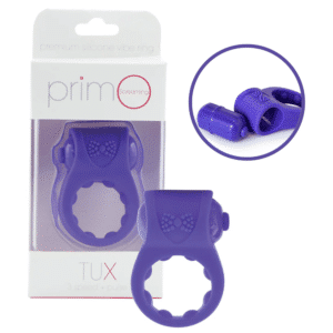 Primo Tux Silicone Vibrating Penis Ring For Men Cock Stronger Erection - Purple