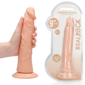 REALROCK Realistic 9-inch Suction Cup Dildo Without Balls -Flesh