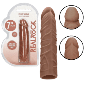 Realrock Skin Realistic Cock Extender Penis Sleeves For Men 7 Inches - Tan