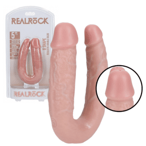 RealRock 5-inch Strap-On Compatible U Shaped Double Ended Dong - Flesh