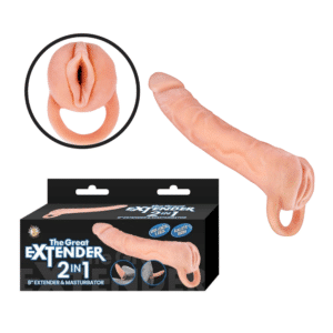 Great Extender 2 In 1 Masturbator Penis Enlager Sheath Sleeve Sex Toy - 8 Inches