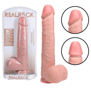 Extra Long Realistic Dildo with Balls - Flesh