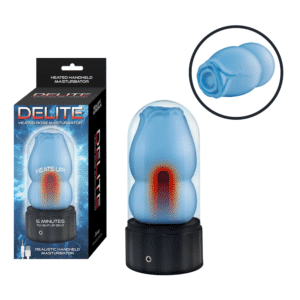 Delite Heated Rose Masturbator Rechargeable Travel-Friendly Stroker- Blue