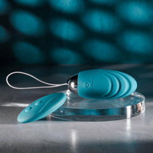 Oval Office Remote-Control Waterproof Oval Egg Bullet Vibrator - Blue