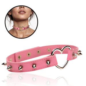 Leather Choker Fashionable Kink Sex Collar - Pink