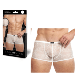 Lace Boxer Male Bondage Underwear L-XL White