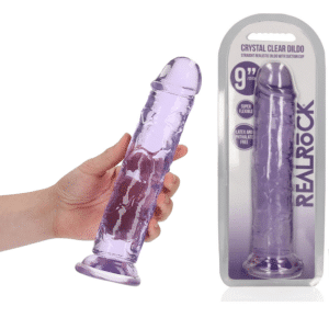 9-Inch Straight Big Suction Cup Pegging Dildo Purple