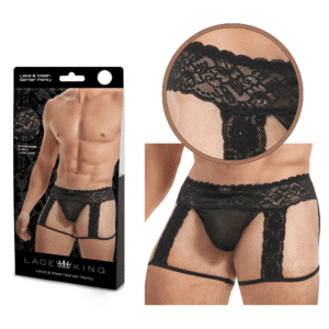 Mesh Garter Panty Male Bondage Underwear Black L-XL