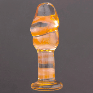 thick golden glass butt plug