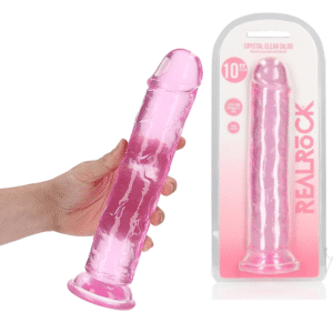 10-inch Straight Big Suction Cup Pegging Dildo Pink