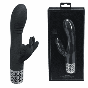 Royal Gems Monarch 10 Speed Silicone Rechargeable Rabbit Vibrator - Black