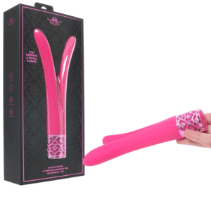 Royal Gems Dueling Queens Waterproof Rechargeable V Shape Clitoral Vibrator Pink