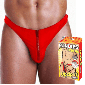 Fundies Unzip It Thong with Rose Petals Male Bondage Underwear One Size