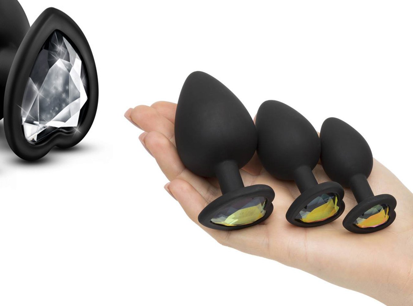 Luxe Bling Silicone Jeweled Butt Plugs For Beginners Trainer Kit 