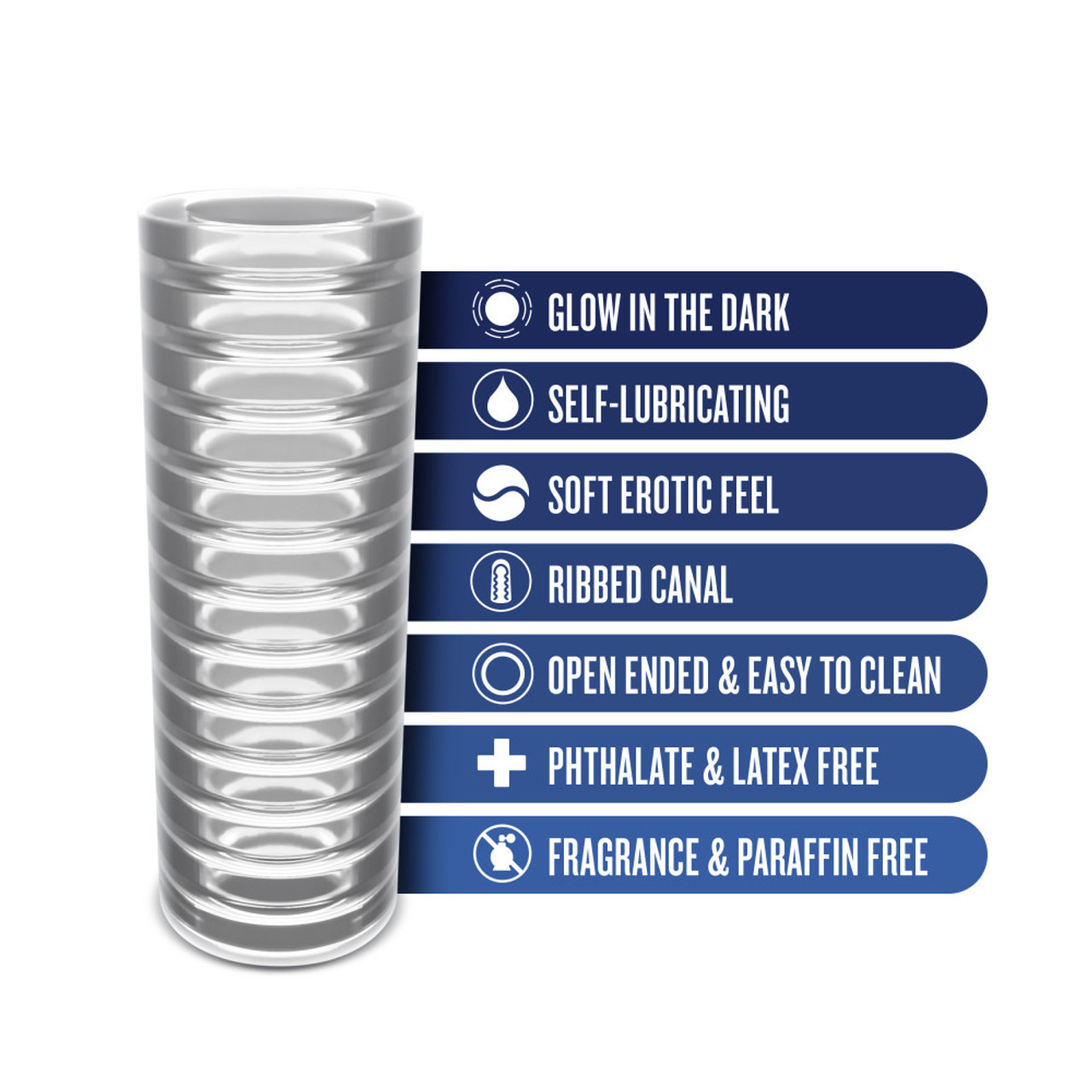 Rize Self Lube Stroker Clear Open Ended Masturbator