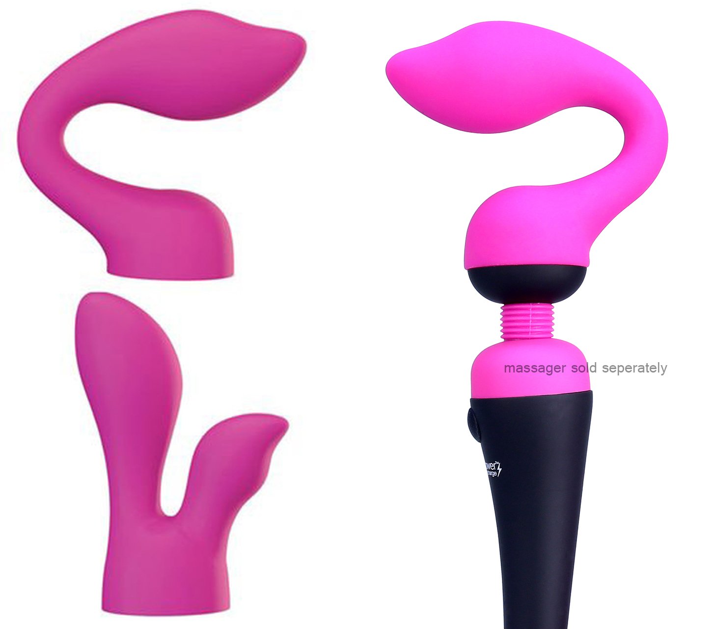 Palm Sensual Silicone Vibrating Wand Attachment Massager Heads Pink 2 Each Per Pack