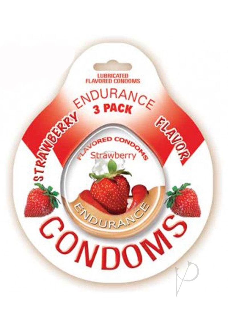 Lubricated Flavored Endurance Condoms 3 Per Pack