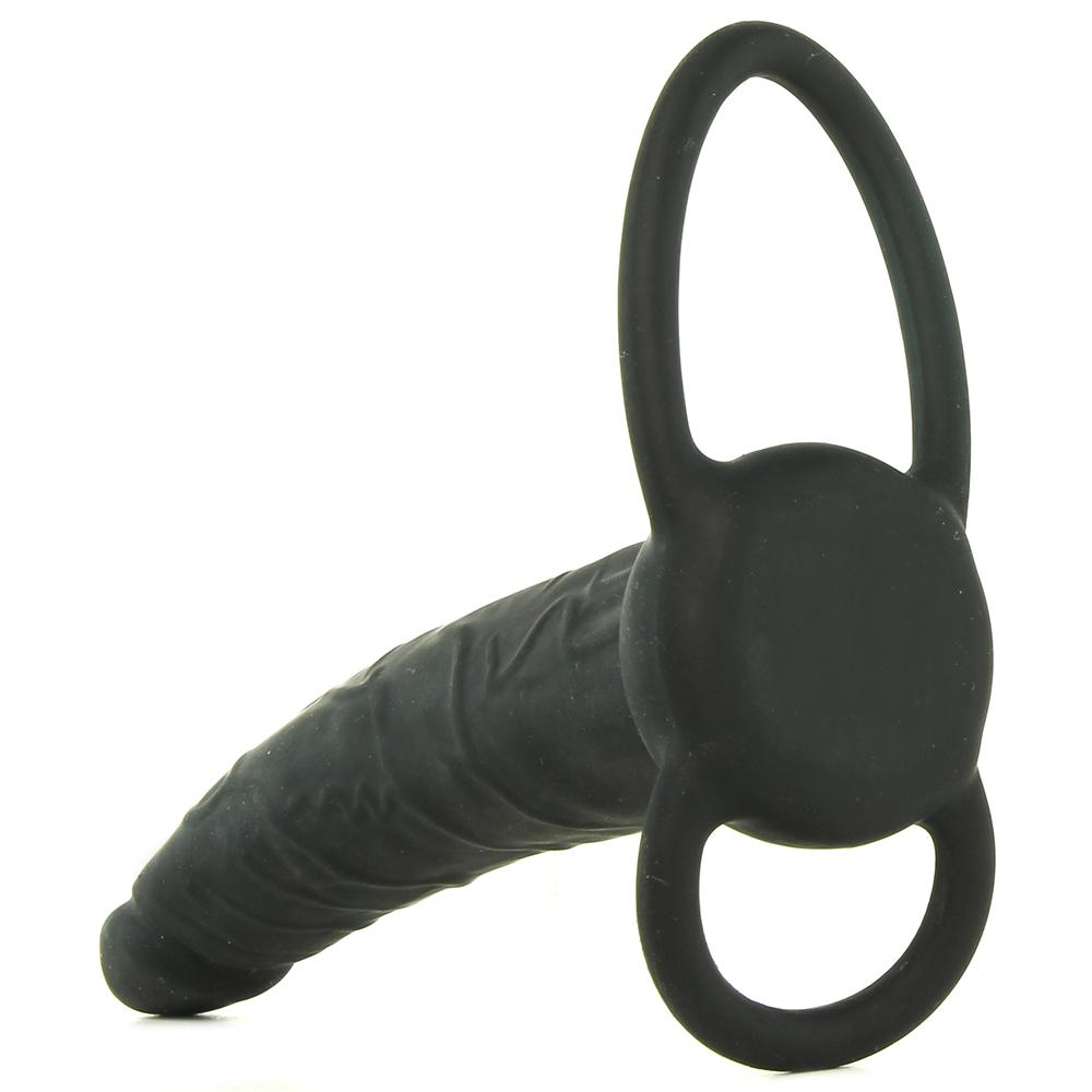 Silicone Double Penetration Dildo With Penis Ring Black