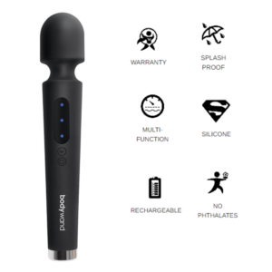 Power Wand  Rechargeable Silicone Wand Vibrator Massager By Bodywand – Black