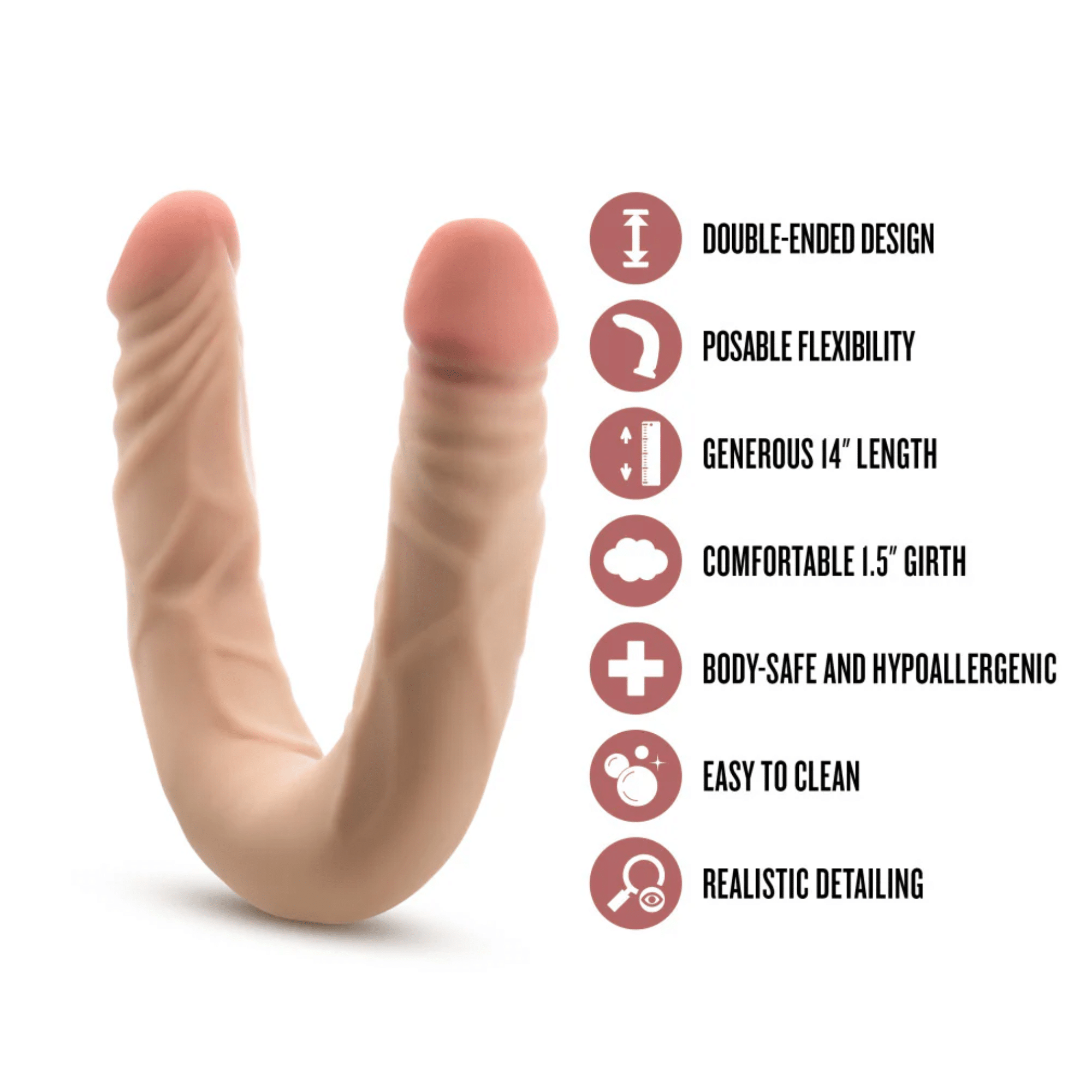 Dr. Skin Plus Posable Double-Ended Dong Bendable Penis Penetrator