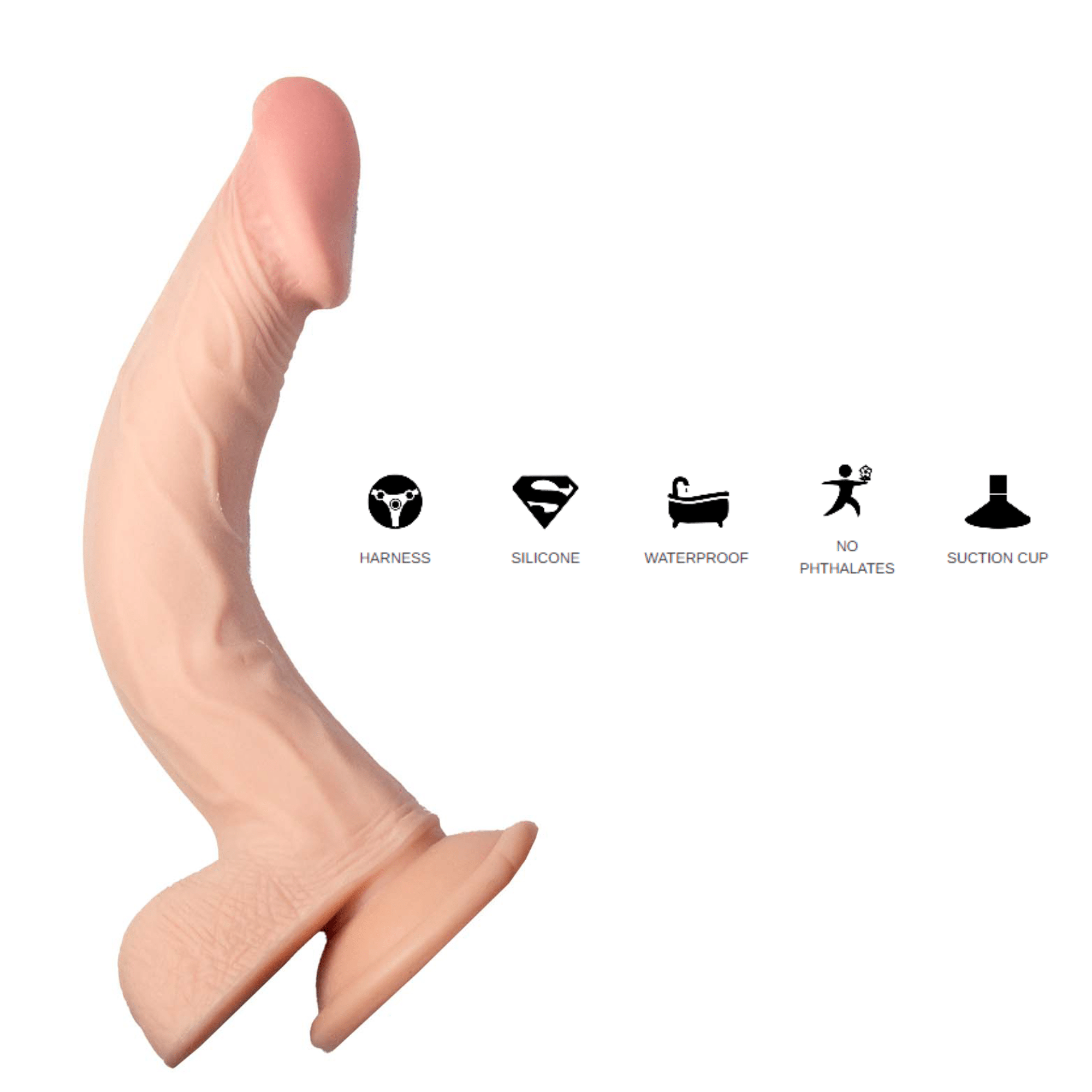 White Real Cock Realistic Dual-density Dildo Suction Cup Base Sex Toy