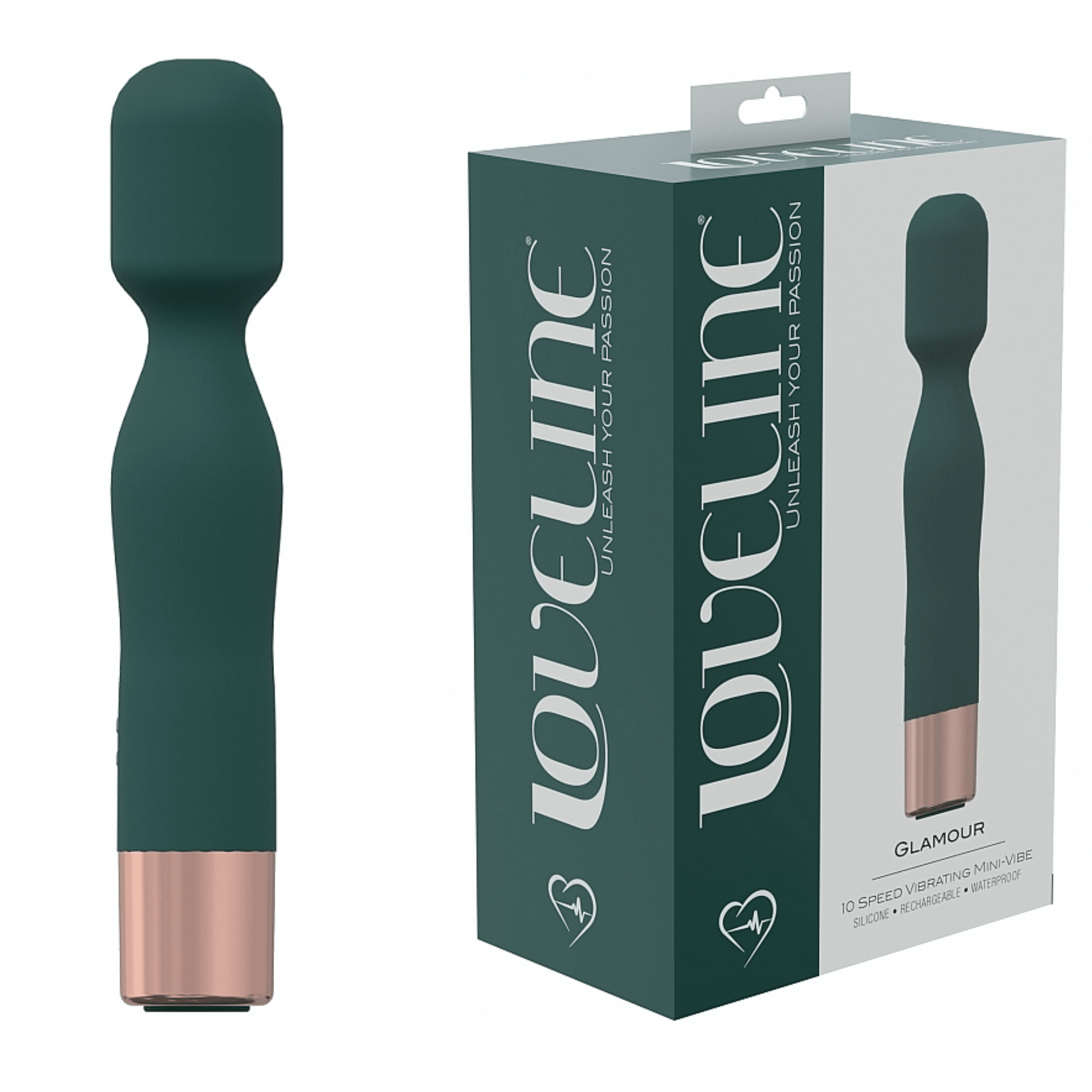 Loveline Glamour 10 Speed Silicone Rechargeable Waterproof Mini-Wand Vibrator - 