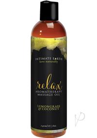 Intimate Earth Relax Aromatherapy Massage Oil Lemongrass and Coconut 8 Ounce