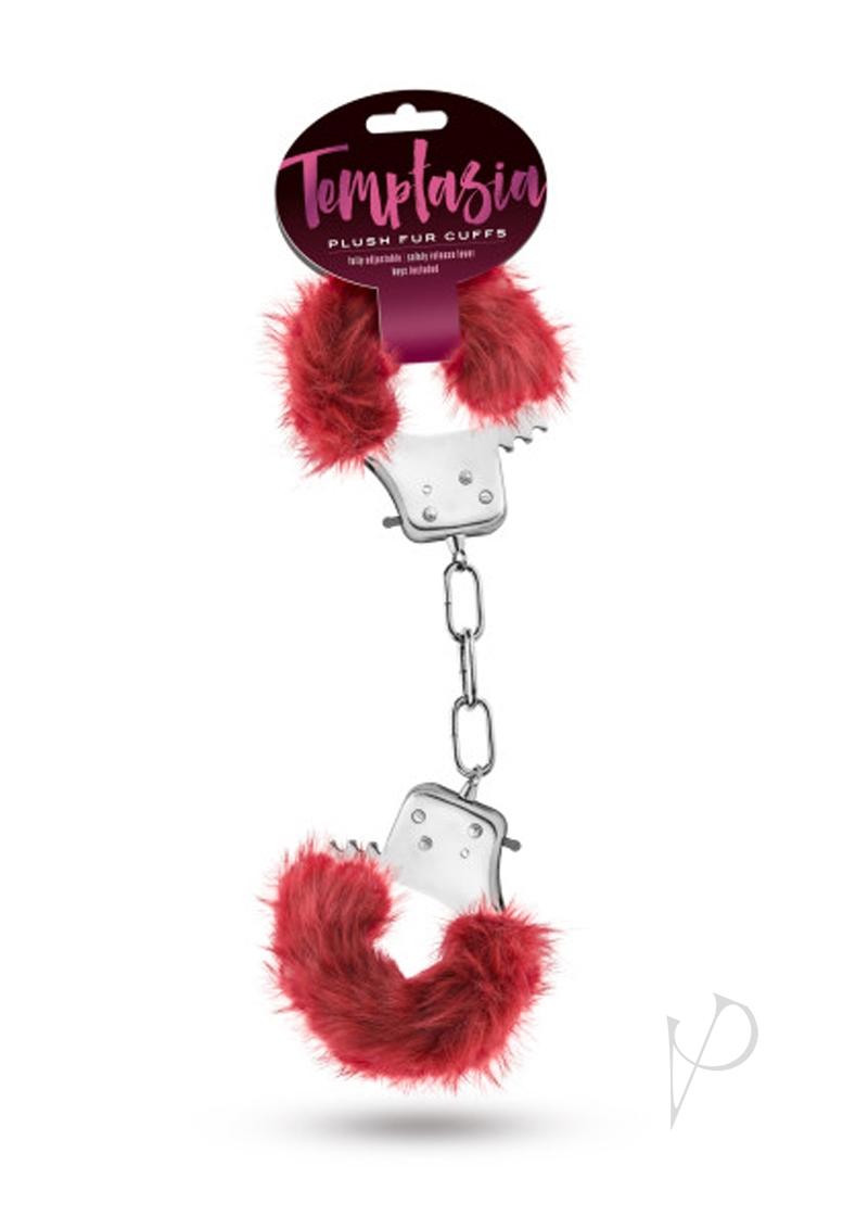 Temptasia Plush Adjustable Furry Handcuffs For Women Stainless Steel With Keys
