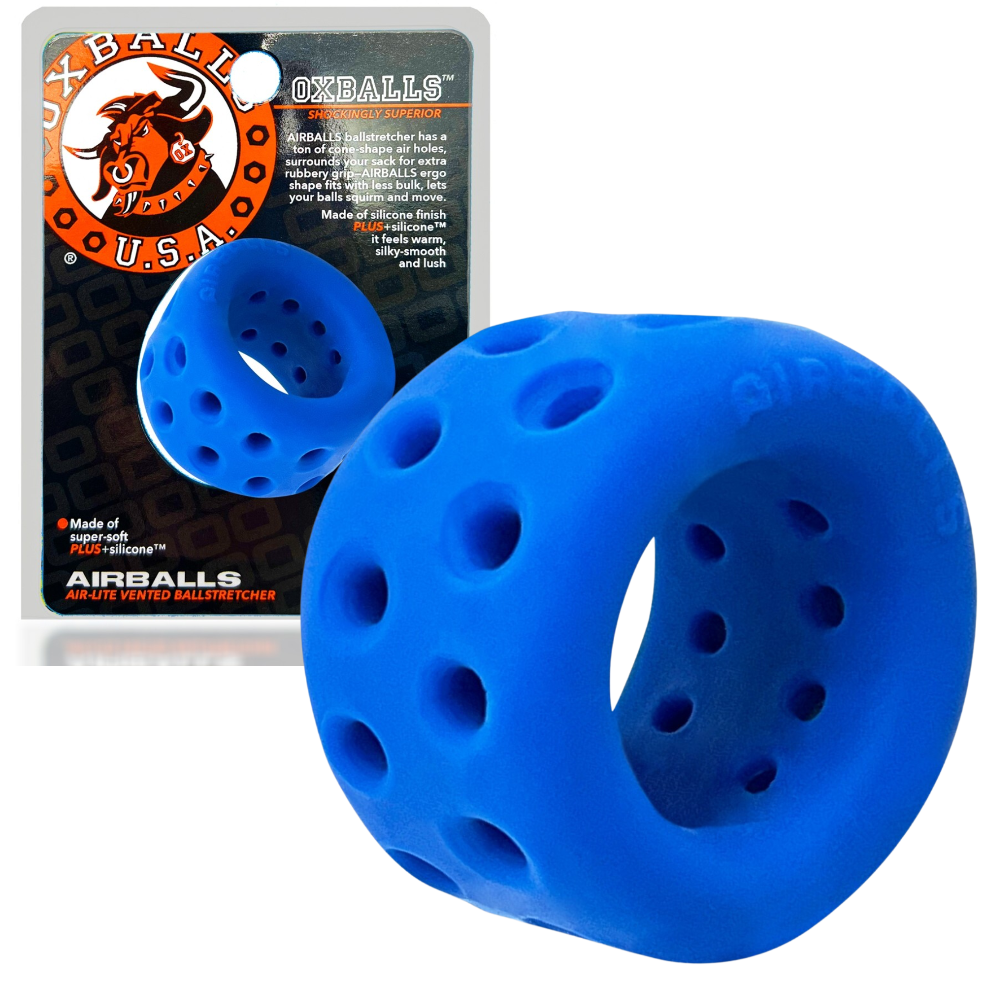 Oxballs Airballs Multiple Drainage Soft Smooth Silicone Penis Toy Ballstretcher 