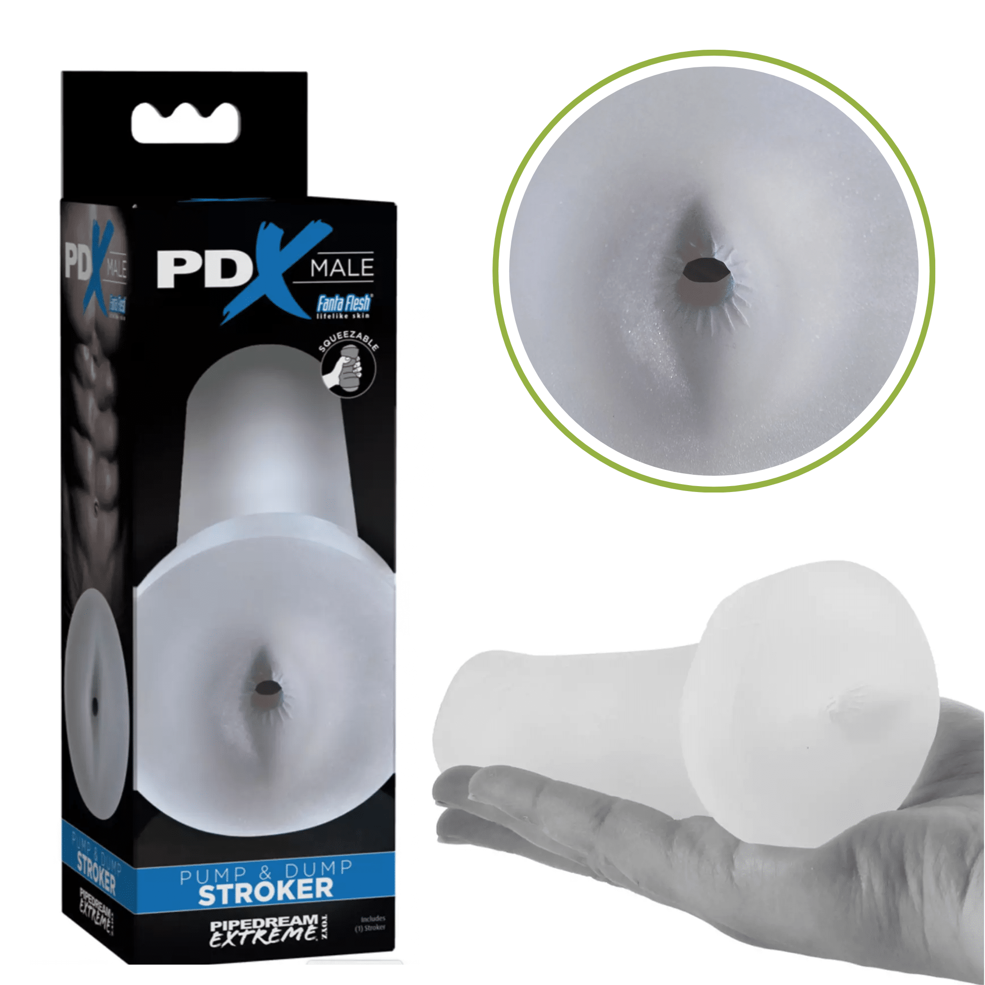 MALE® Pump and Dump Stroker Pocket Anal Masturbation Sleeve