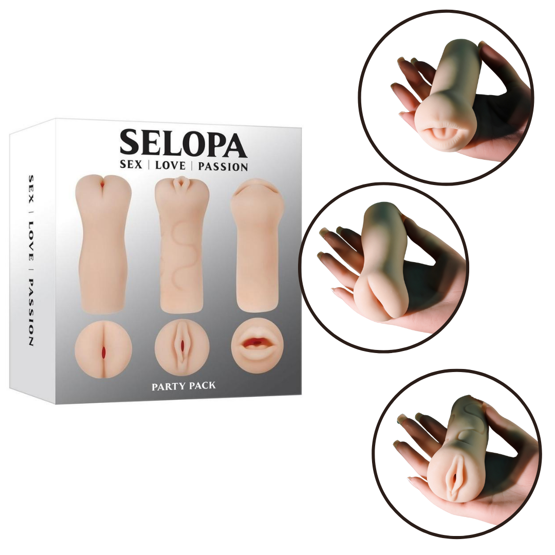 Party Pack Light 3 Life-Like Realistic Blow Job Stroker Triple Masturbation Sleeves