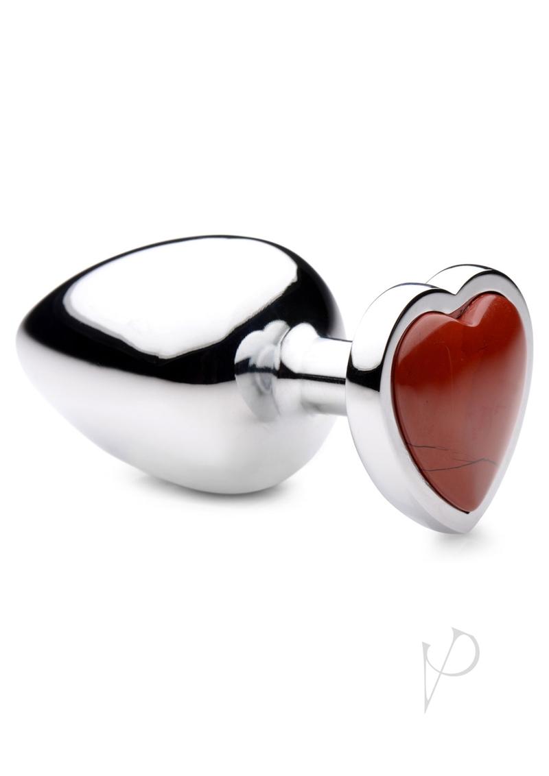 Booty Sparks Red Jasper Heart Jeweled Butt Plug -Large