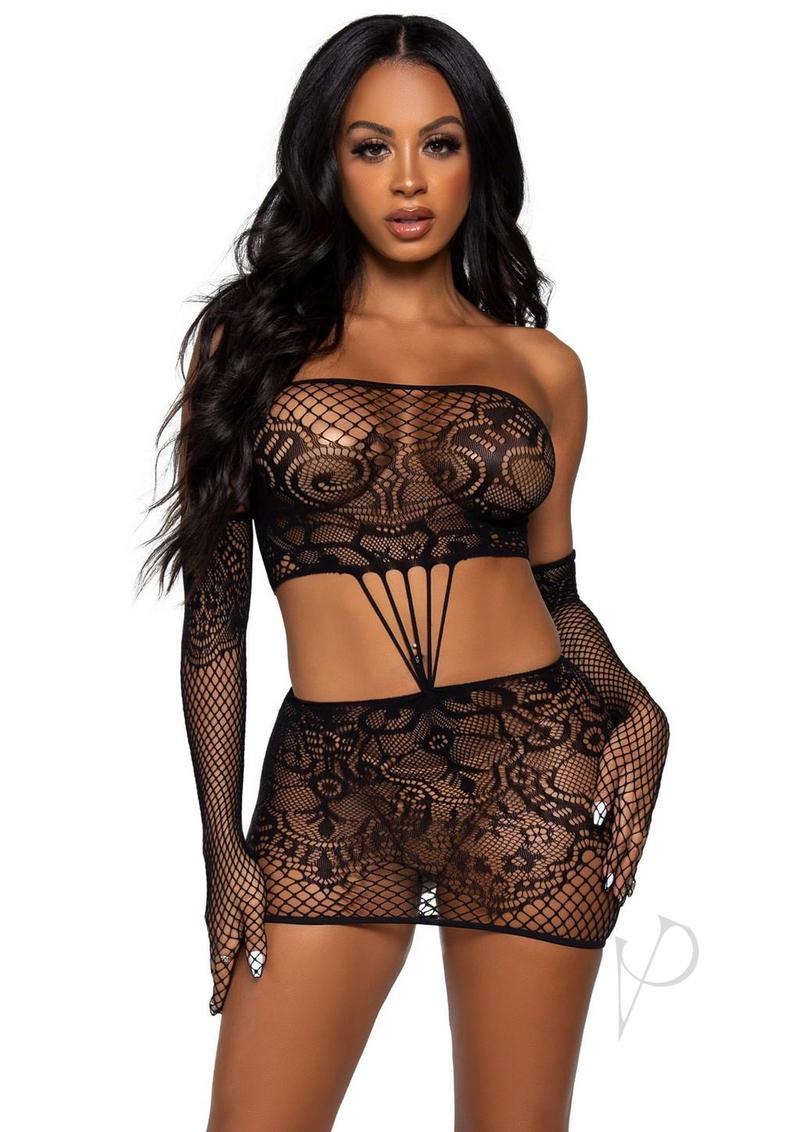 Strap Lace Tube Sexy Dress/gloves