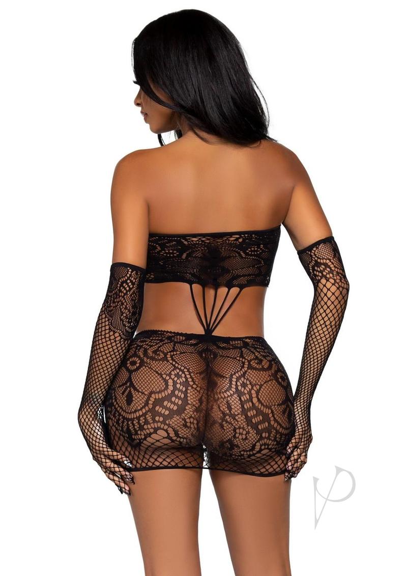 Strap Lace Tube Sexy Dress/gloves