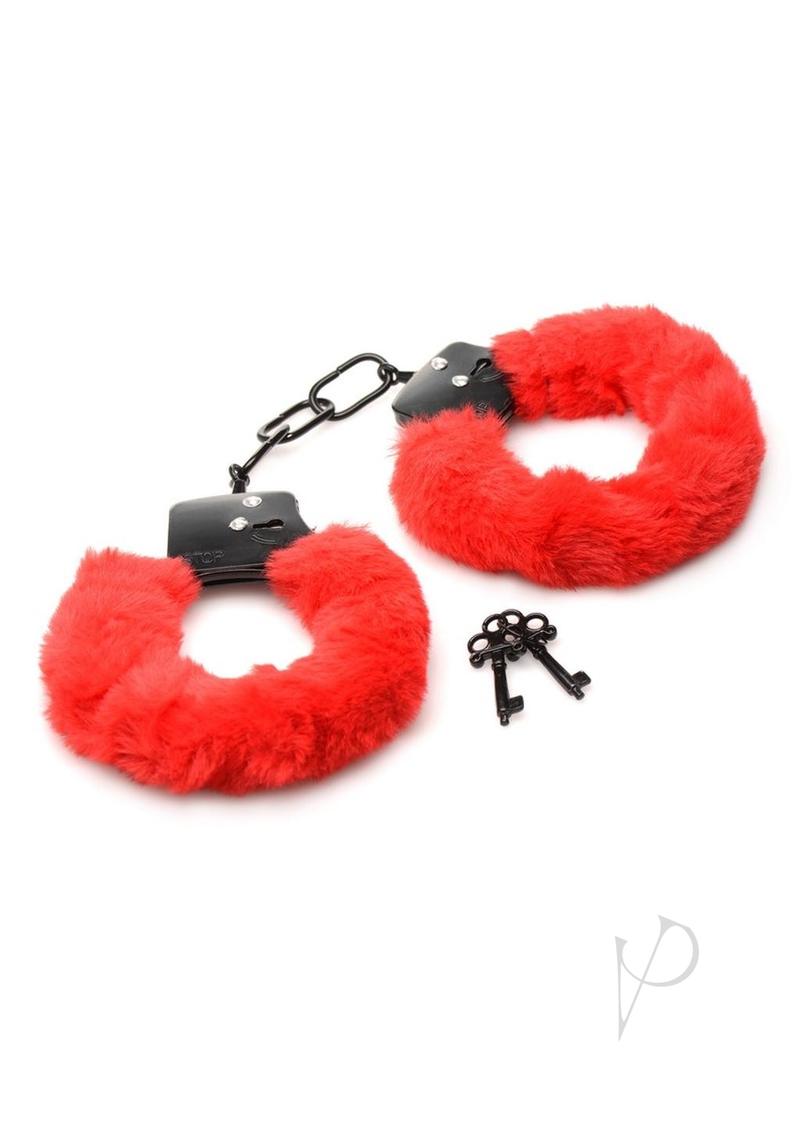 Ms Cuffed In Fur Handcuffs Red Bondage Gear