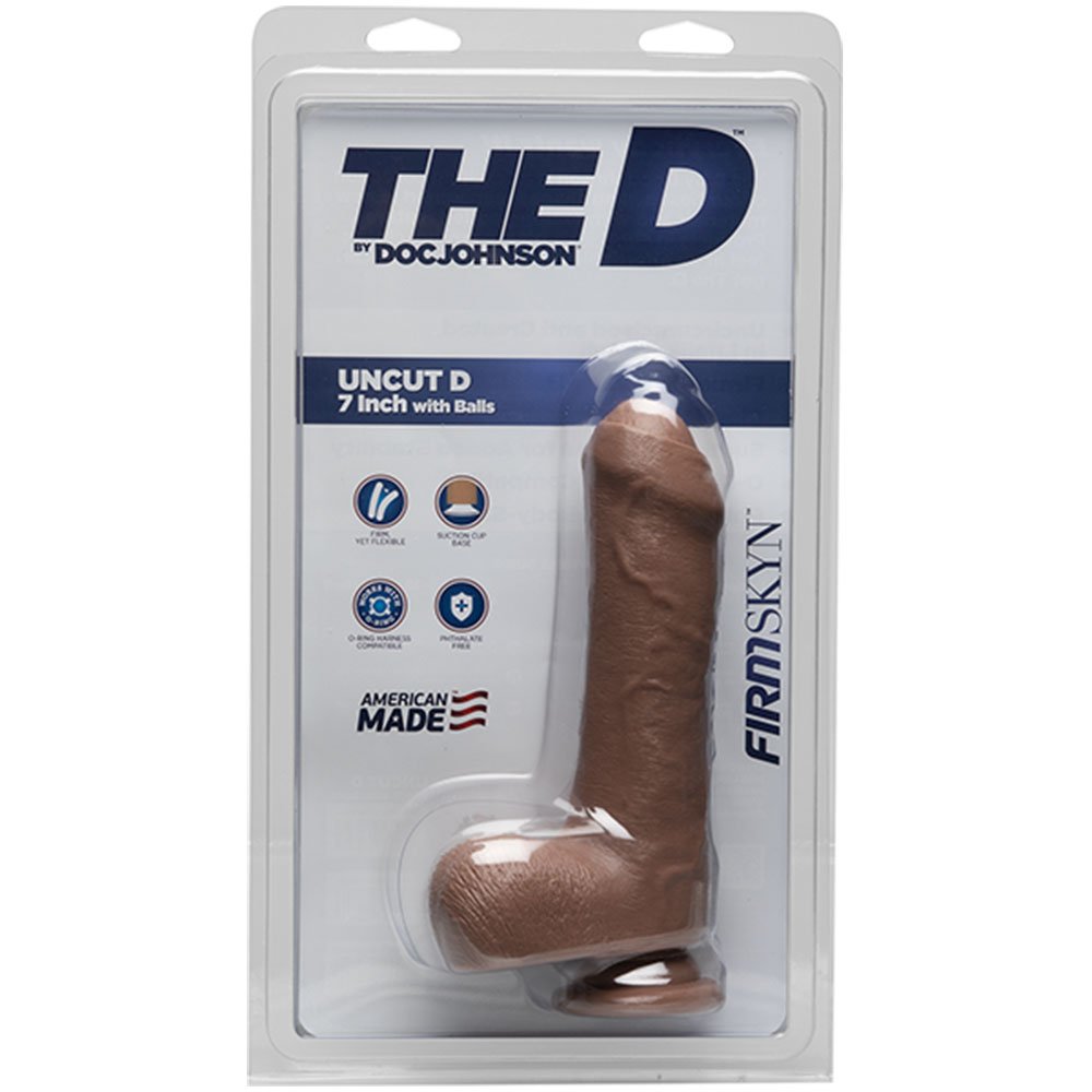 The D Uncut Realistic Suction Cup Dildo With Balls Firmskyn