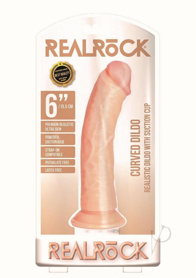 RealRock Curved 6 inches G-spot Dildo With Strong Suction Cup Handsfree Strap-on Compatible