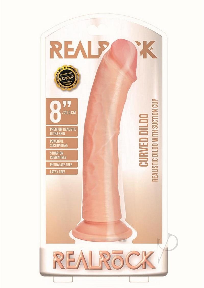 RealRock 8 inches Curved Realistic Pegging Dildo with Suction Cup –
